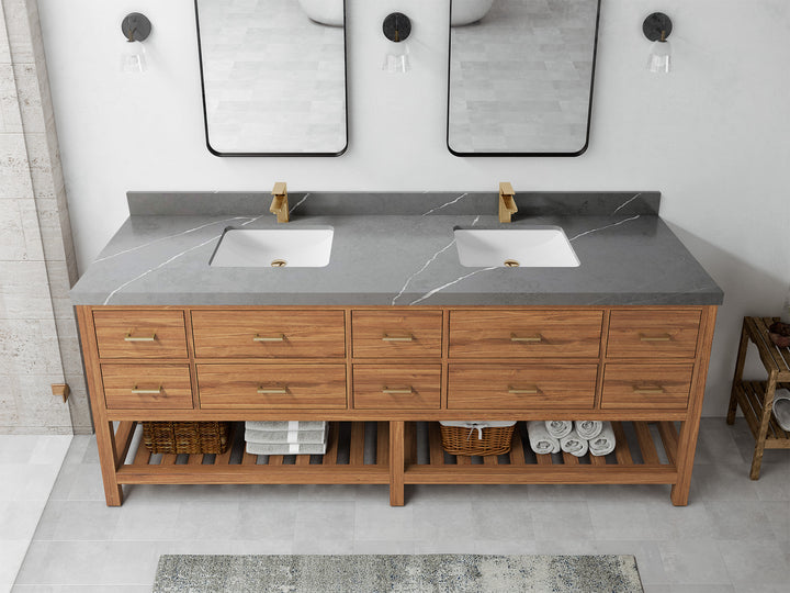 Parker Teak Wood 84 in. W x 22 in. D Double Sink Bathroom vanity with - photo 27