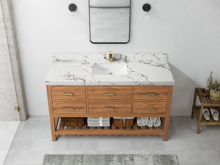 Parker Teak Wood 60 in. W x 22 in. D Single Sink Bathroom Vanity - photo 29
