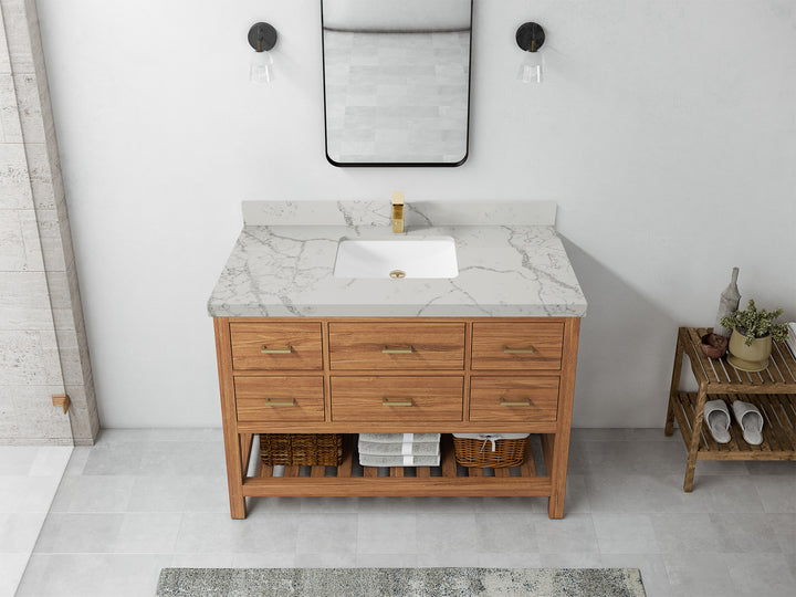 Parker Teak Wood 48 in. W x 22 in. D Single Sink Bathroom Vanity - photo 33