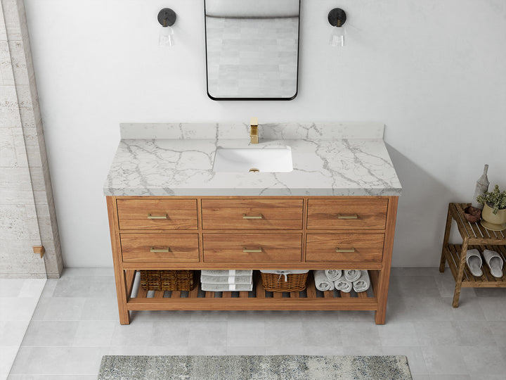 Parker Teak Wood 60 in. W x 22 in. D Single Sink Bathroom Vanity - photo 35
