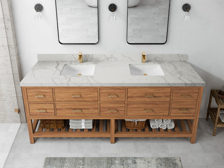 Parker Teak Wood 84 in. W x 22 in. D Double Sink Bathroom vanity with - photo 35