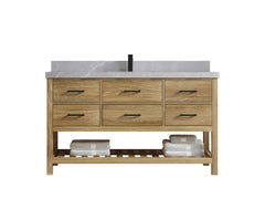 Parker Teak Wood 60 in. W x 22 in. D Single Sink Bathroom Vanity - photo 13