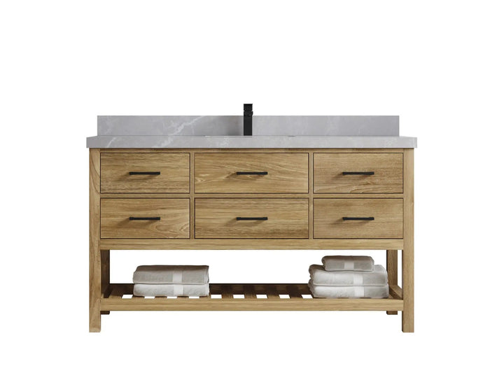 Parker Teak Wood 60 in. W x 22 in. D Single Sink Bathroom Vanity - photo 13