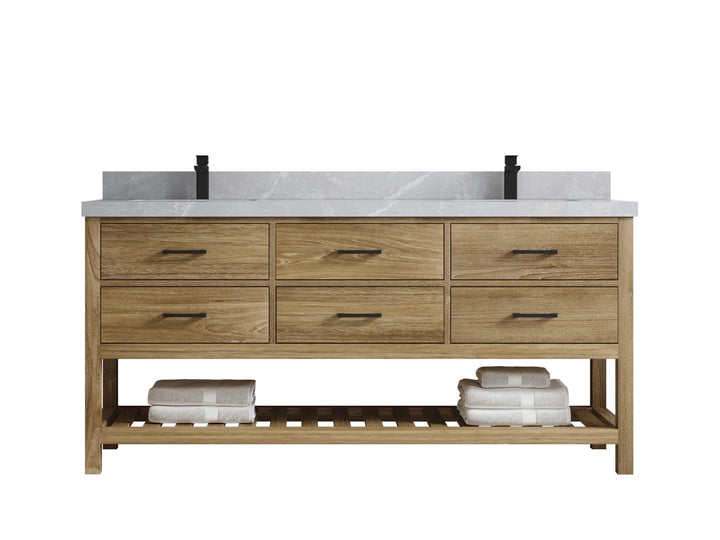 Parker Teak Wood 72 in. W x 22 in. D Double Sink Bathroom Vanity - photo 14