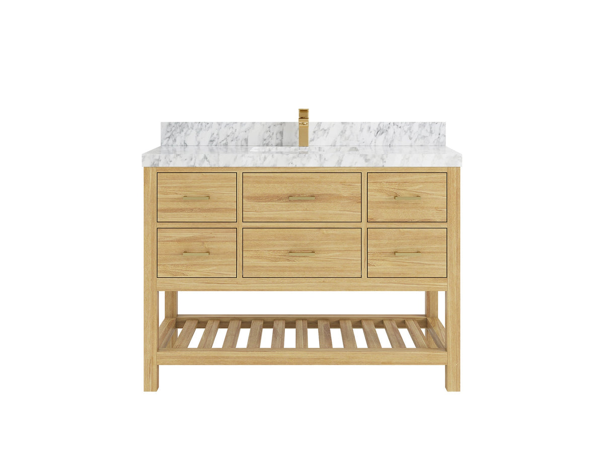 Parker Teak Wood 48 in. W x 22 in. D Single Sink Bathroom Vanity