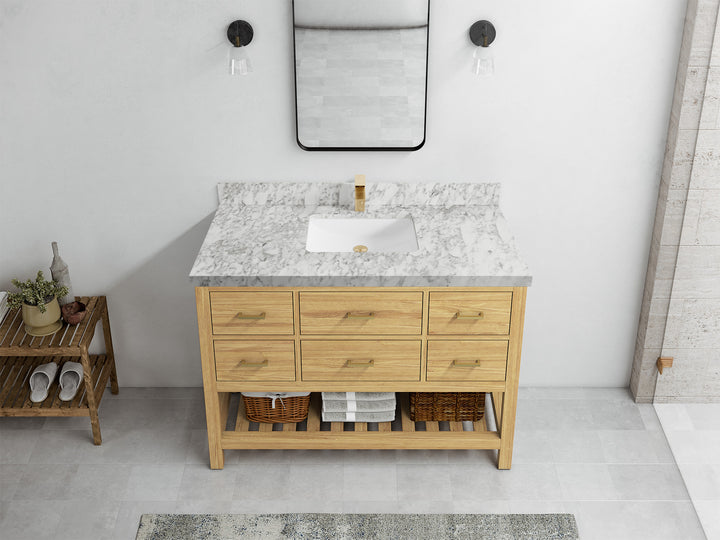 Parker Teak Wood 48 in. W x 22 in. D Single Sink Bathroom Vanity - photo 19