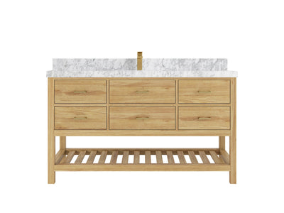 Parker Teak Wood 60 in. W x 22 in. D Single Sink Bathroom Vanity