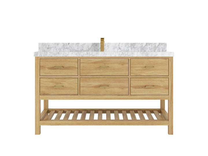 Parker Teak Wood 60 in. W x 22 in. D Single Sink Bathroom Vanity - photo 20