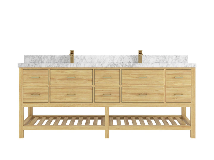 Parker Teak Wood 84 in. W x 22 in. D Double Sink Bathroom vanity with - photo 20