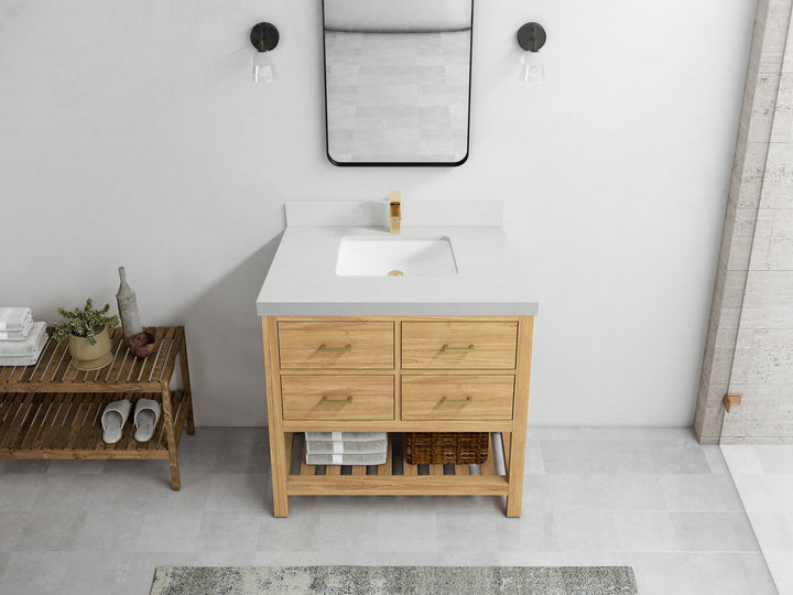 Parker Teak Wood 36 in. W x 22 in. D Center Sink Bathroom Vanity - photo 23