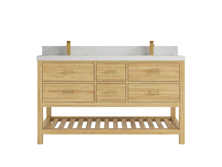 Parker Teak Wood 60 in. W x 22 in. D Double Sink Bathroom Vanity - photo 22