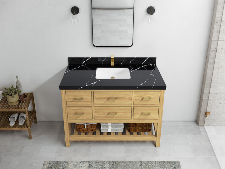 Parker Teak Wood 48 in. W x 22 in. D Single Sink Bathroom Vanity - photo 7