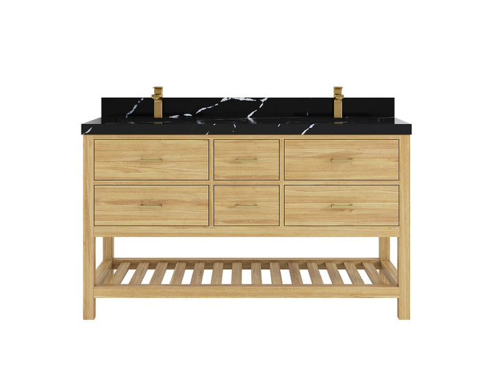 Parker Teak Wood 60 in. W x 22 in. D Double Sink Bathroom Vanity - photo 8