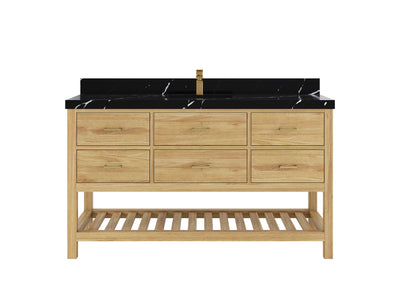 Parker Teak Wood 60 in. W x 22 in. D Single Sink Bathroom Vanity