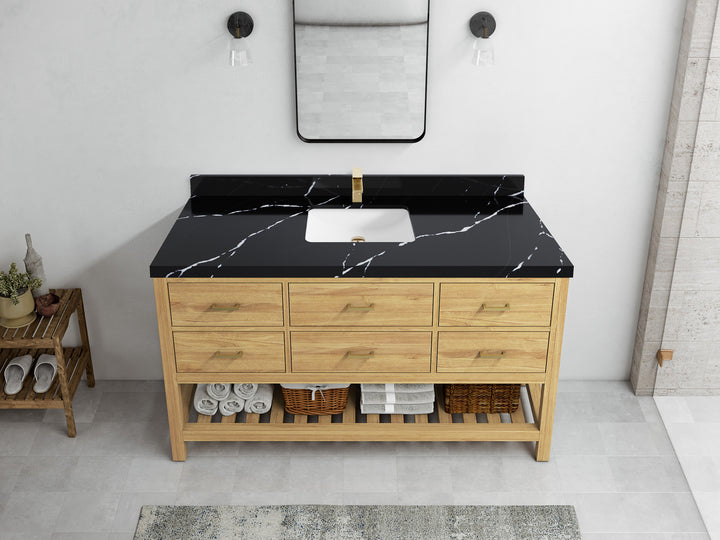 Parker Teak Wood 60 in. W x 22 in. D Single Sink Bathroom Vanity - photo 7