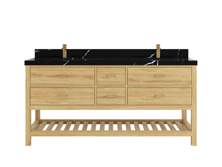Parker Teak Wood 72 in. W x 22 in. D Double Sink Bathroom Vanity - photo 8