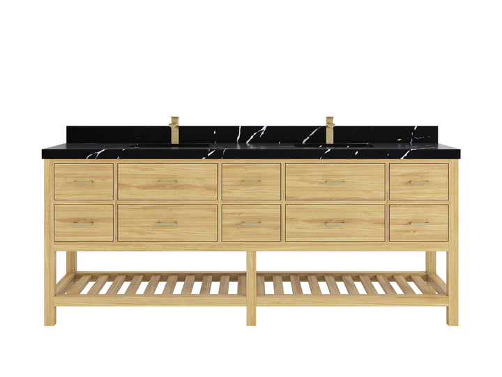 Parker Teak Wood 84 in. W x 22 in. D Double Sink Bathroom vanity with - photo 8