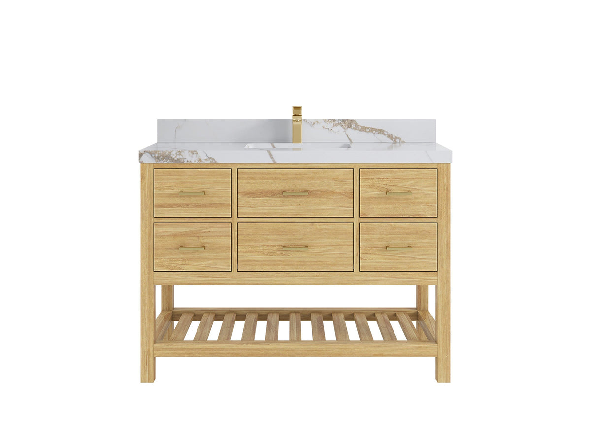 Parker Teak Wood 48 in. W x 22 in. D Single Sink Bathroom Vanity