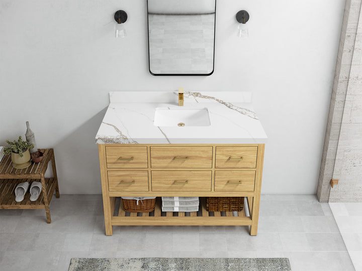 Parker Teak Wood 48 in. W x 22 in. D Single Sink Bathroom Vanity - photo 9