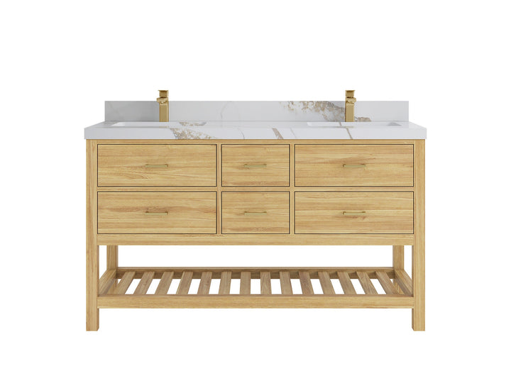 Parker Teak Wood 60 in. W x 22 in. D Double Sink Bathroom Vanity - photo 10