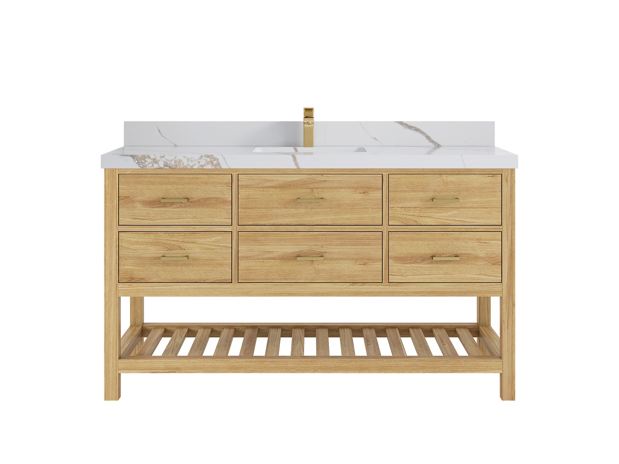 Parker Teak Wood 60 in. W x 22 in. D Single Sink Bathroom Vanity