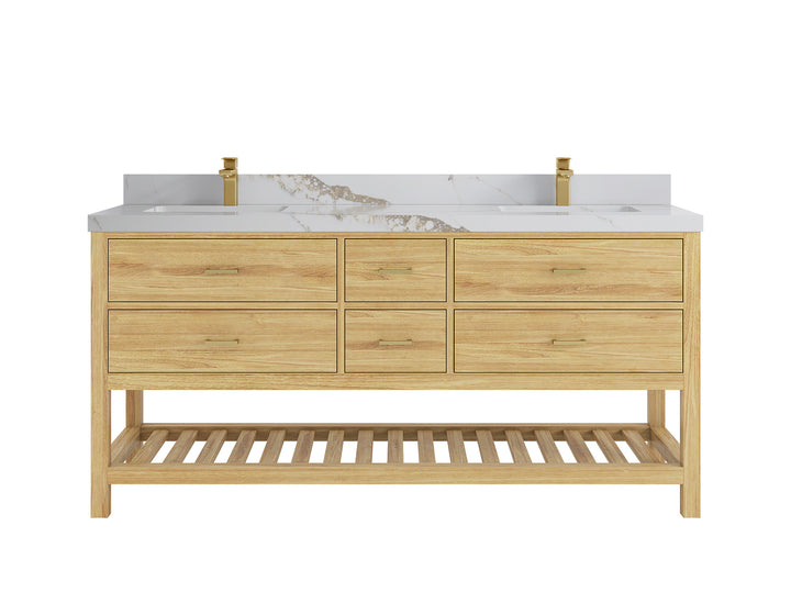 Parker Teak Wood 72 in. W x 22 in. D Double Sink Bathroom Vanity - photo 10