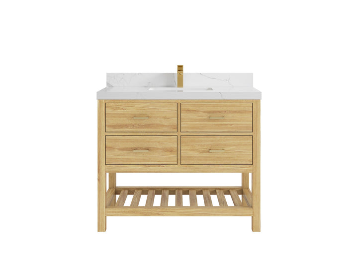 Parker Teak Wood 42 in. W x 22 in. D Single Sink Bathroom Vanity - photo 12