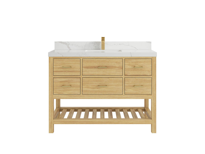 Parker Teak Wood 48 in. W x 22 in. D Single Sink Bathroom Vanity - photo 12