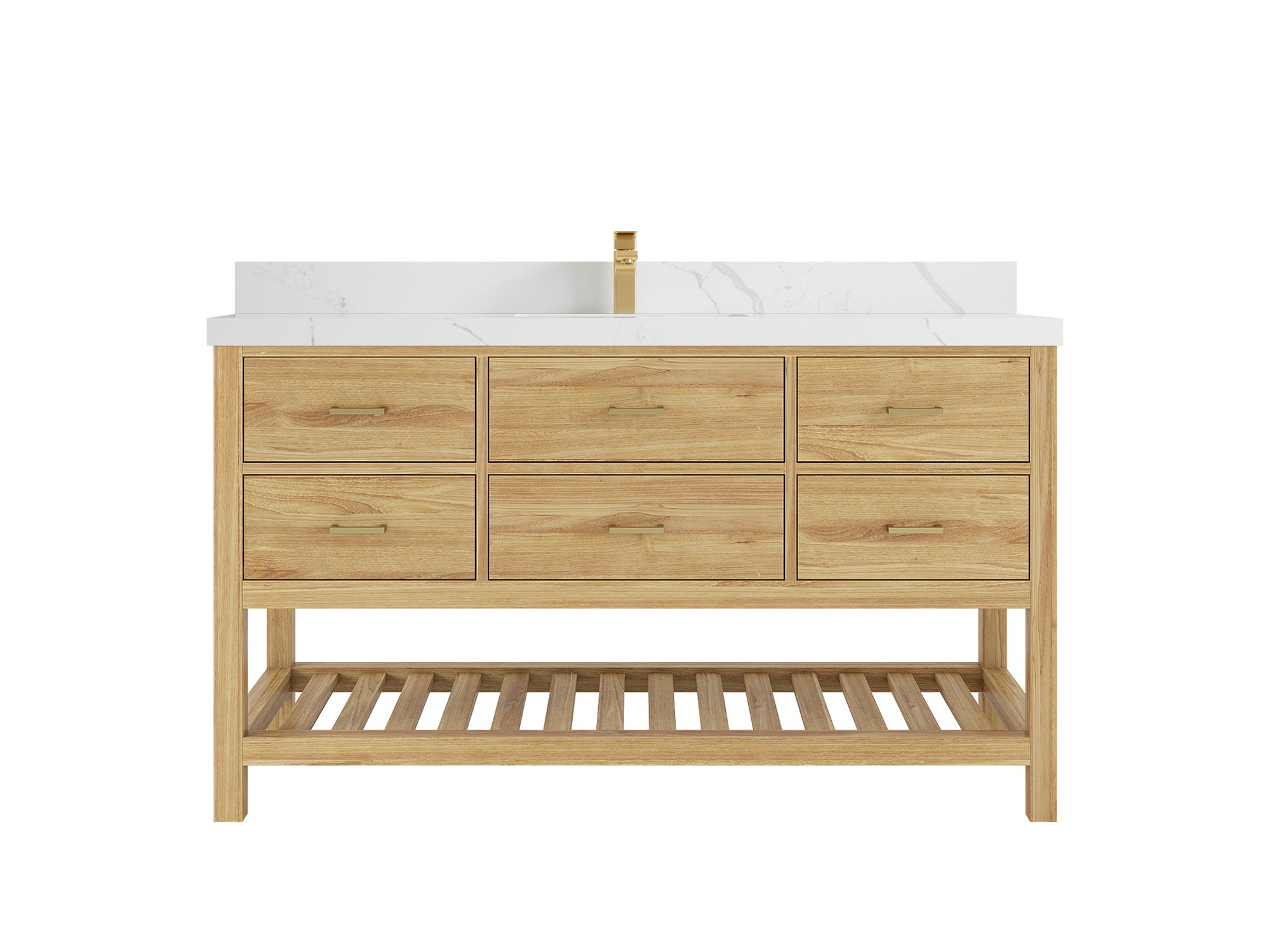 Parker Teak Wood 60 in. W x 22 in. D Single Sink Bathroom Vanity
