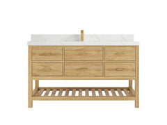 Parker Teak Wood 60 in. W x 22 in. D Single Sink Bathroom Vanity - photo 12