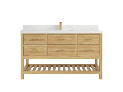 Parker Teak Wood 60 in. W x 22 in. D Single Sink Bathroom Vanity