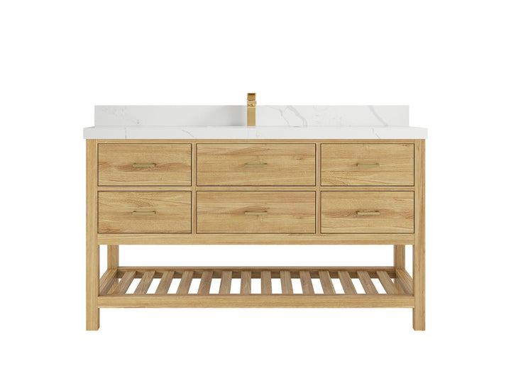 Parker Teak Wood 60 in. W x 22 in. D Single Sink Bathroom Vanity - photo 12