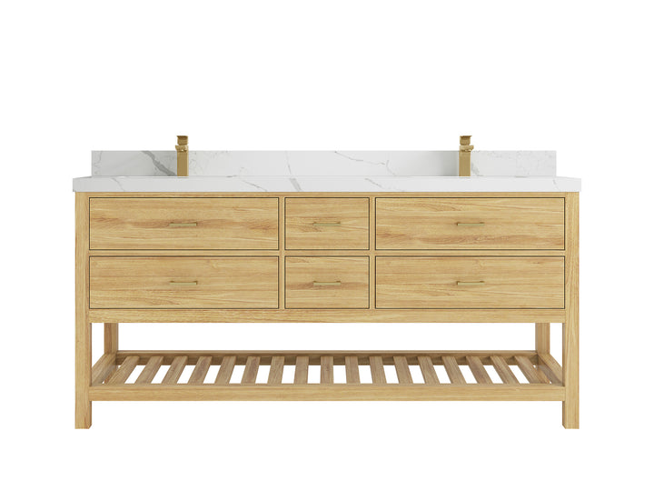 Parker Teak Wood 72 in. W x 22 in. D Double Sink Bathroom Vanity - photo 12