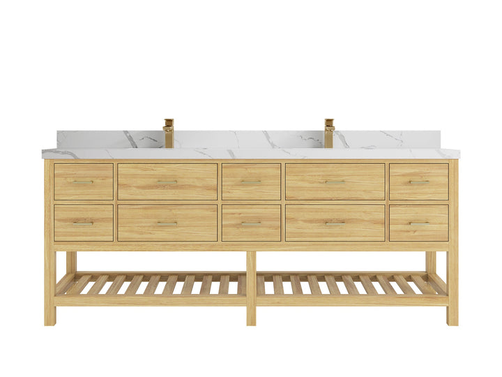 Parker Teak Wood 84 in. W x 22 in. D Double Sink Bathroom vanity with - photo 12