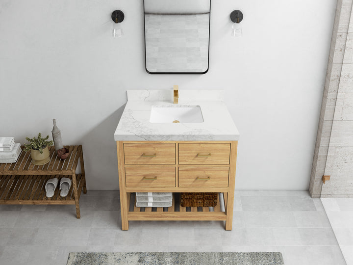 Parker Teak Wood 36 in. W x 22 in. D Center Sink Bathroom Vanity - photo 13