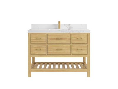 Parker Teak Wood 48 in. W x 22 in. D Single Sink Bathroom Vanity