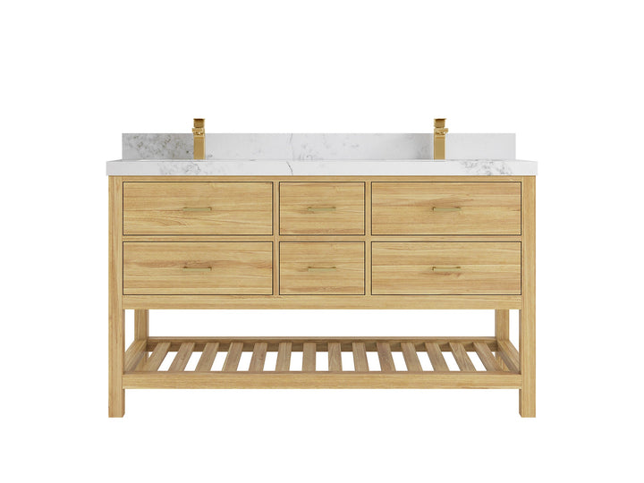 Parker Teak Wood 60 in. W x 22 in. D Double Sink Bathroom Vanity - photo 14