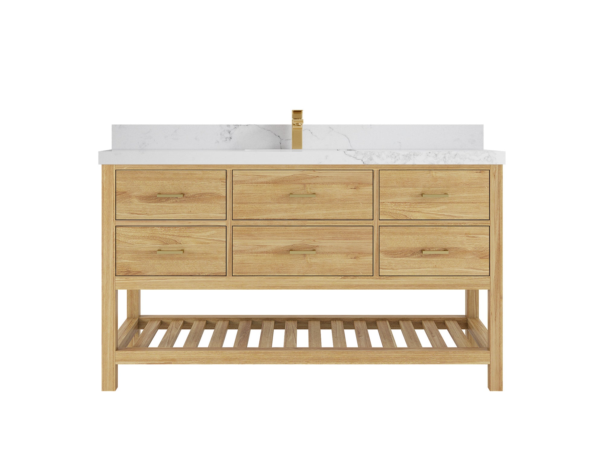 Parker Teak Wood 60 in. W x 22 in. D Single Sink Bathroom Vanity