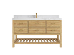 Parker Teak Wood 60 in. W x 22 in. D Single Sink Bathroom Vanity - photo 14