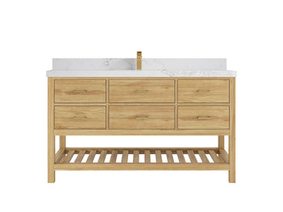 Parker Teak Wood 60 in. W x 22 in. D Single Sink Bathroom Vanity