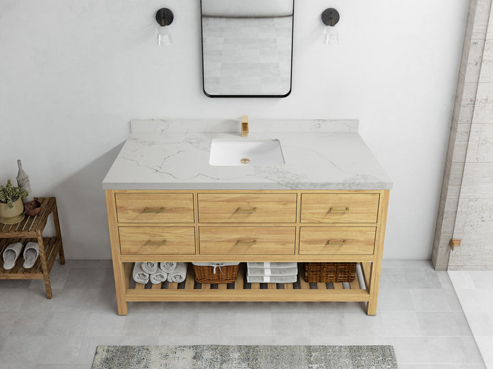 Parker Teak Wood 60 in. W x 22 in. D Single Sink Bathroom Vanity - photo 13