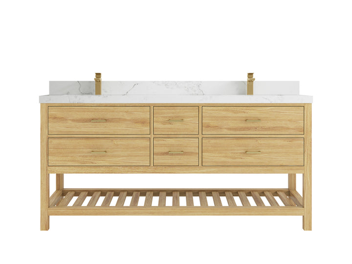 Parker Teak Wood 72 in. W x 22 in. D Double Sink Bathroom Vanity - photo 14