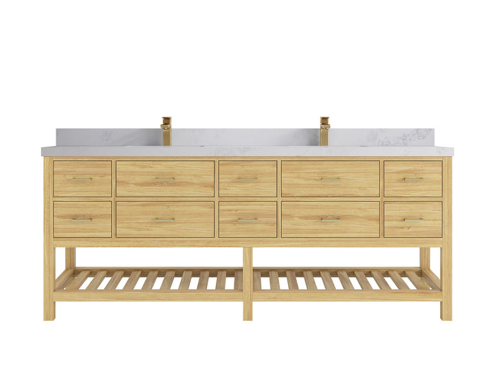 Parker Teak Wood 84 in. W x 22 in. D Double Sink Bathroom vanity with - photo 14