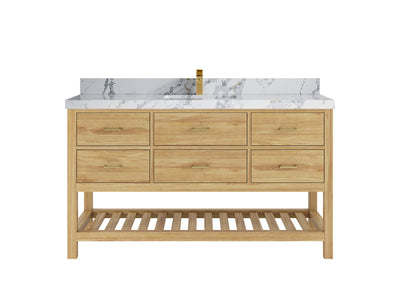 Parker Teak Wood 60 in. W x 22 in. D Single Sink Bathroom Vanity