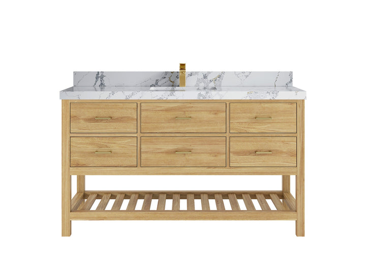 Parker Teak Wood 60 in. W x 22 in. D Single Sink Bathroom Vanity - photo 16