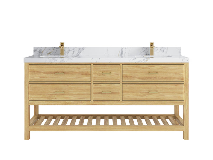 Parker Teak Wood 72 in. W x 22 in. D Double Sink Bathroom Vanity - photo 28
