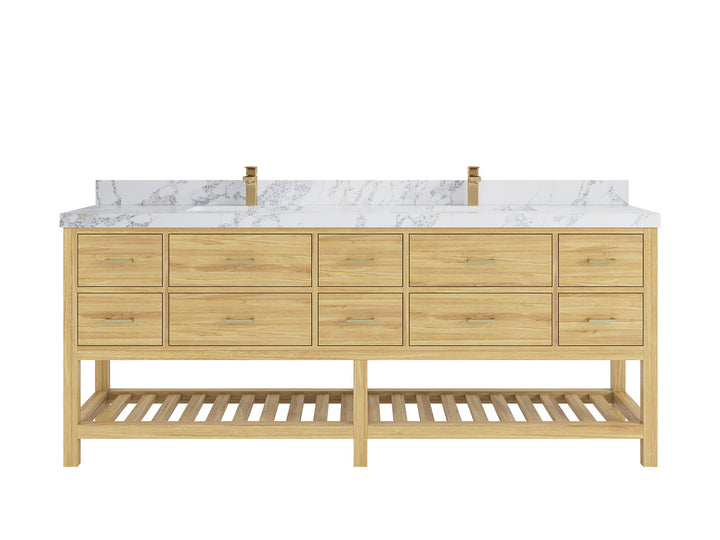 Parker Teak Wood 84 in. W x 22 in. D Double Sink Bathroom vanity with - photo 16