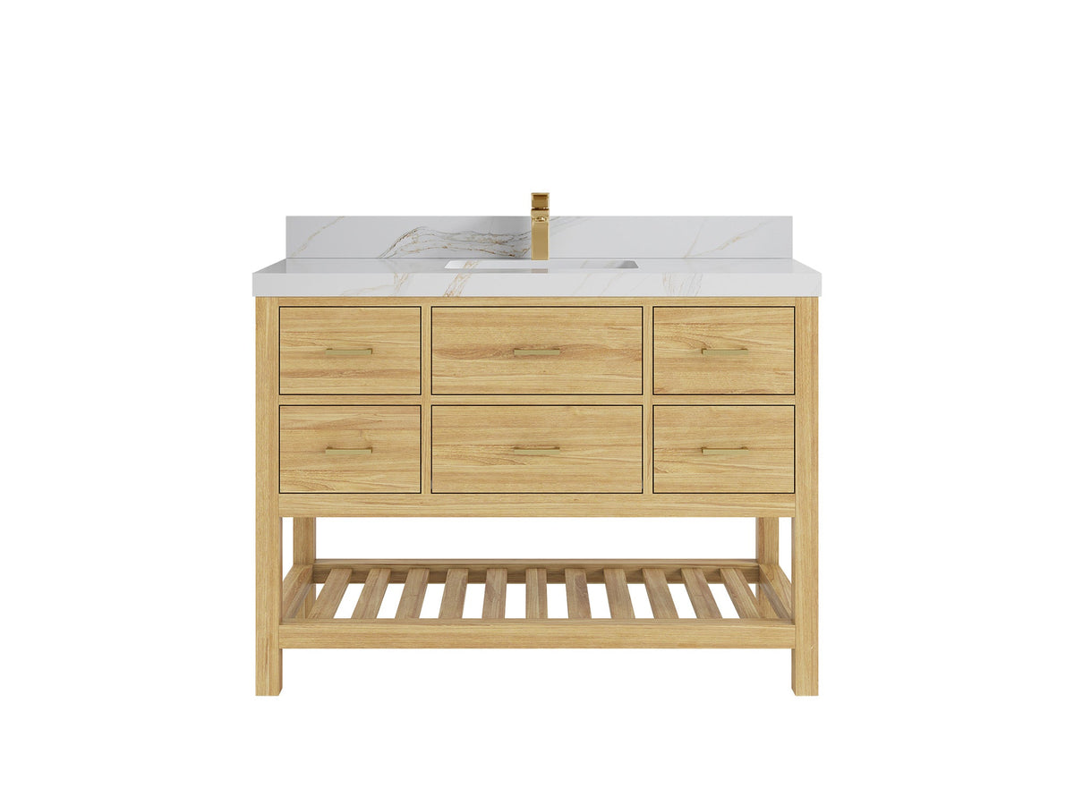 Parker Teak Wood 48 in. W x 22 in. D Single Sink Bathroom Vanity