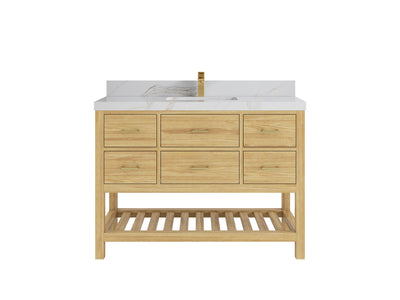 Parker Teak Wood 48 in. W x 22 in. D Single Sink Bathroom Vanity