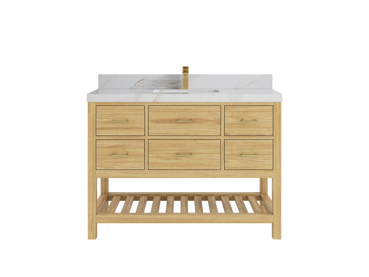 Parker Teak Wood 48 in. W x 22 in. D Single Sink Bathroom Vanity - photo 16